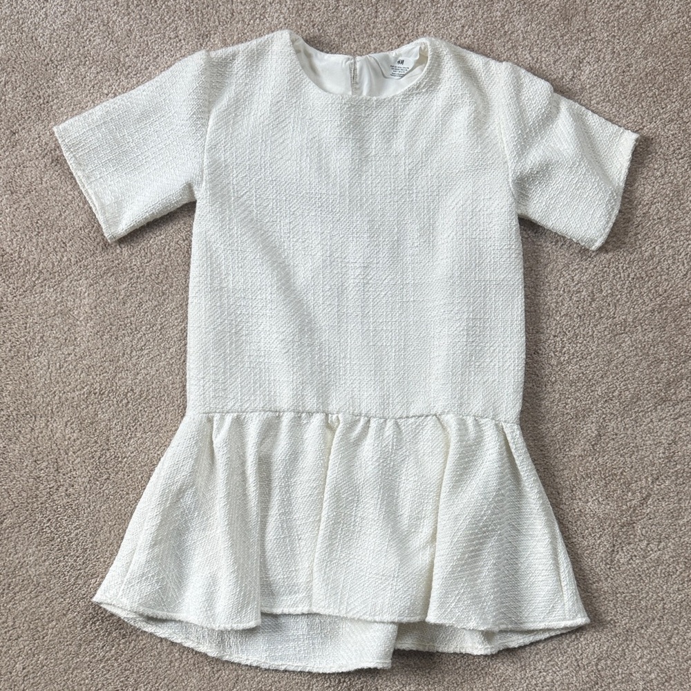 H&M Girls Off White Textured Dress size 6-7Y